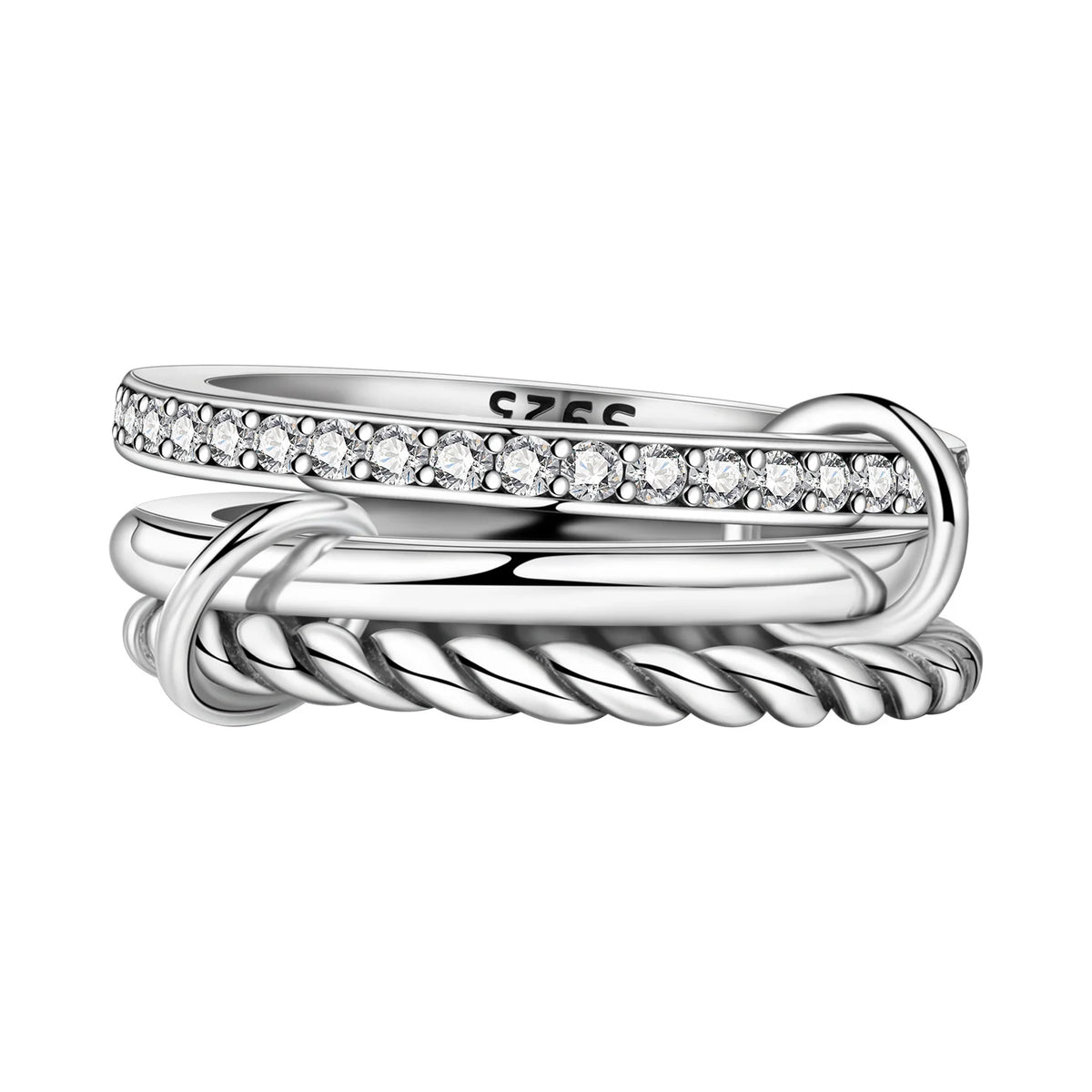 925 Sterling Silver Three-Ring Stackable Ring for Women Simple Fashion Design Fine Jewelry Perfect for Birthday Party Gift 2026