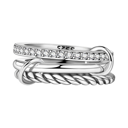 925 Sterling Silver Three-Ring Stackable Ring for Women Simple Fashion Design Fine Jewelry Perfect for Birthday Party Gift 2026