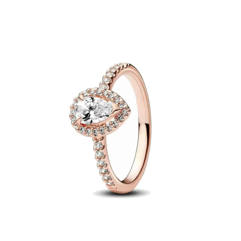 Rose Gold Clor Flower Heart Pink Ring New Hot Selling  Rings Suitable For  Matching DIY Birthday Gift 925 Silver