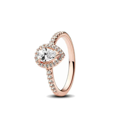 Rose Gold Clor Flower Heart Pink Ring New Hot Selling  Rings Suitable For  Matching DIY Birthday Gift 925 Silver