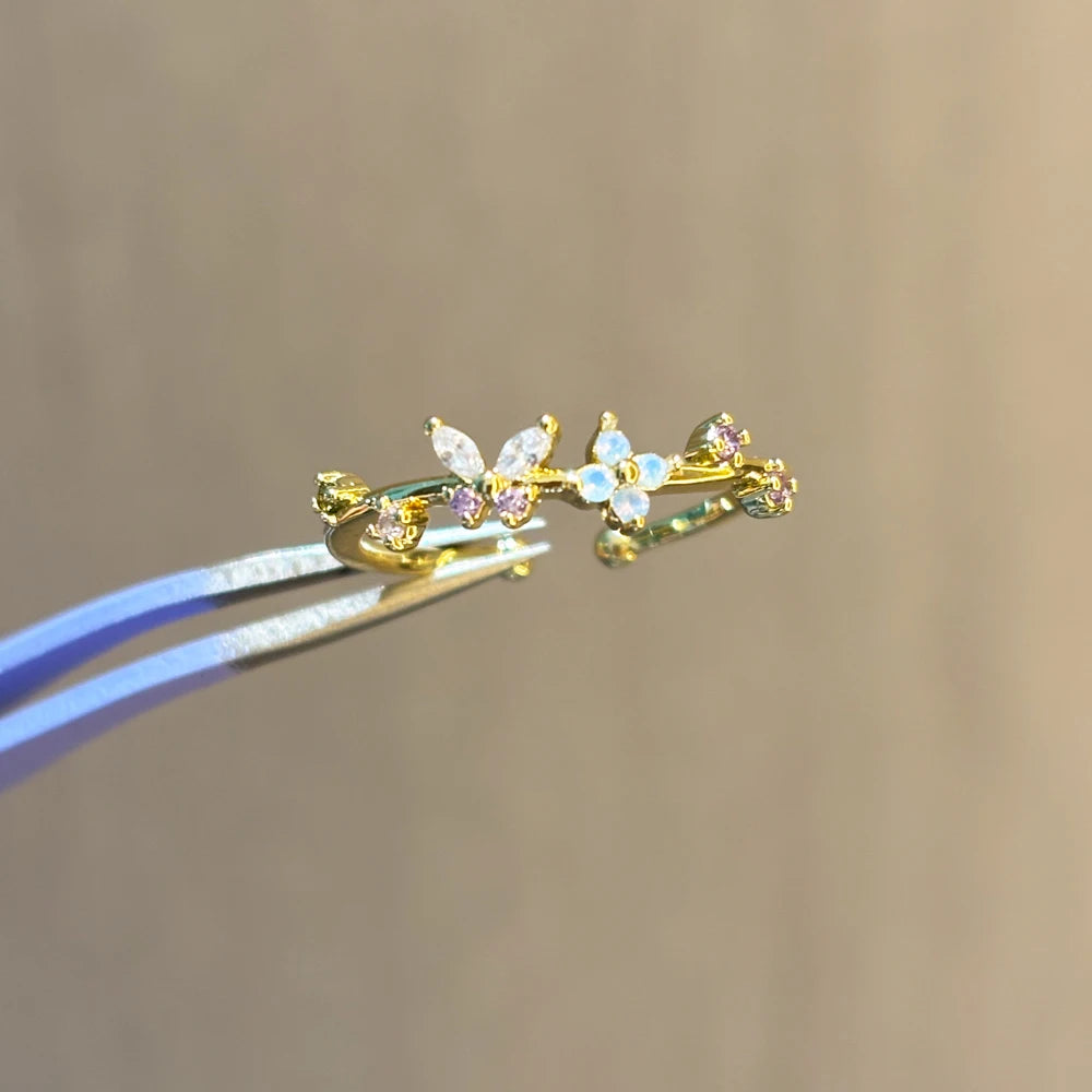 100 styles 14K Gold Plated Color Zircon Flower Crown Bow Open Ring Women Adjustable Stackable Finger Rings Wedding Jewelry Gift