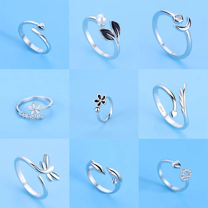 Hot 925 Sterling Silver Ring AAA Zircon Adjustable Simplicity Fashion Exquisite Women Jewelry Accessories Wedding Party Gift