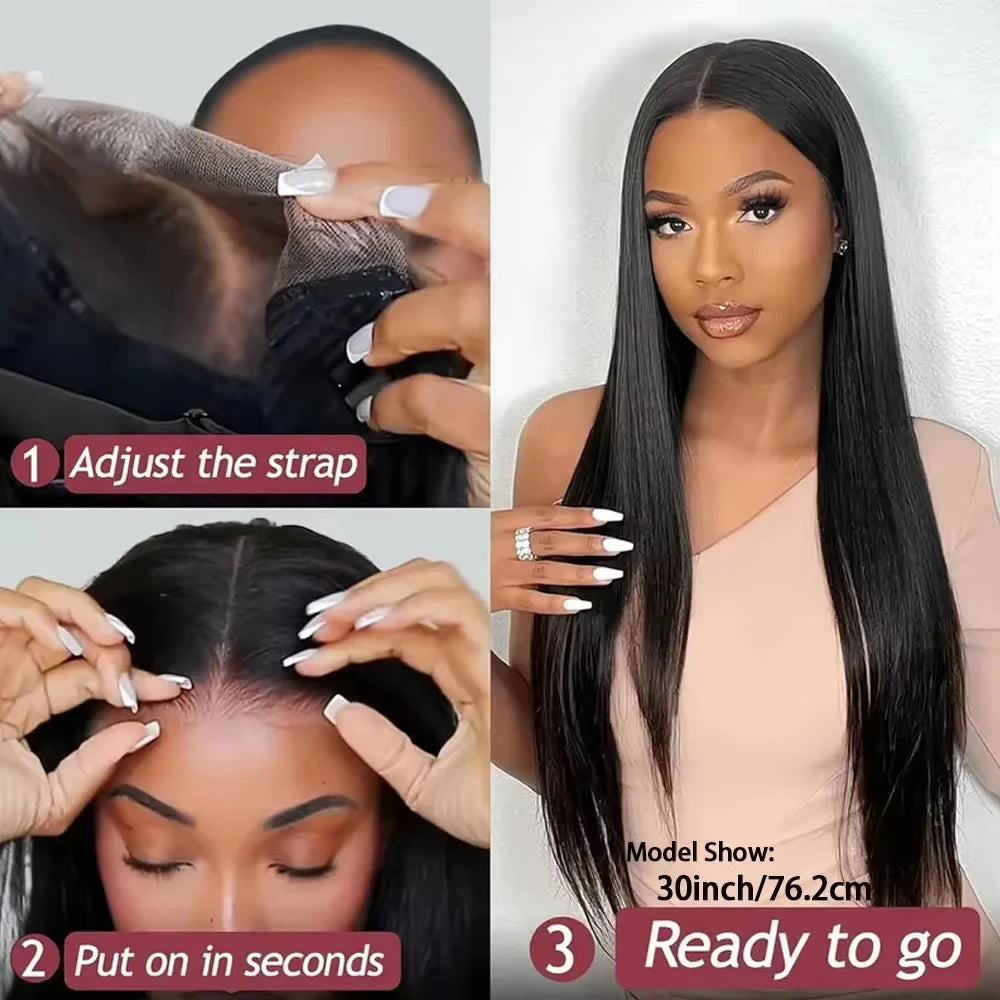 Glueless Straight Wig – Pre-Cut Pre-Plucked 4x4 HD Lace Closure, Wear & Go