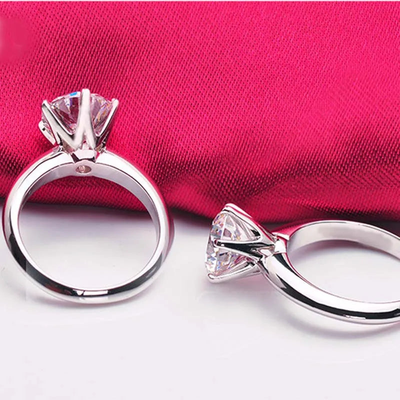 925 Sterling Silver Simple Engagement Wedding Rings for Women Fashion 1CT/2CT/ 3CT Cubic Zirconia Ring Bridal Jewelry Gift