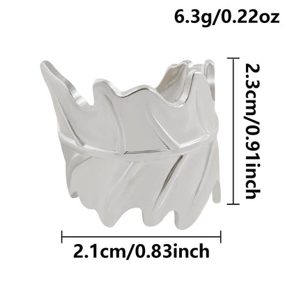 1Pc Stainless Steel Waterproof Women Personality Textured Chunky Open Rings Vintage Hollow Irregular Multi-layer Anillos Jewelry