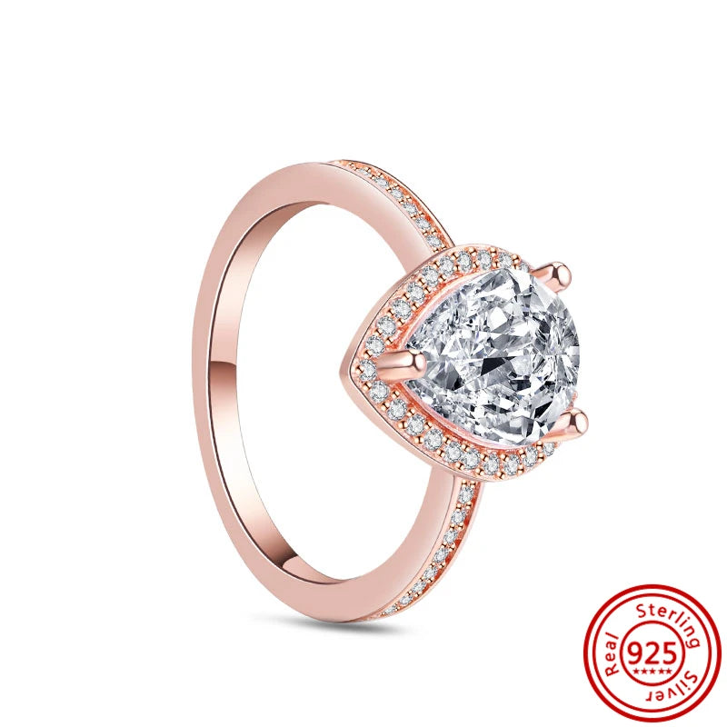 925 Sterling Silver Original Rose Gold Plated Fashion Women Ring Flower Green Zircon Design Jewelry Exquisite Wedding Gift Rings