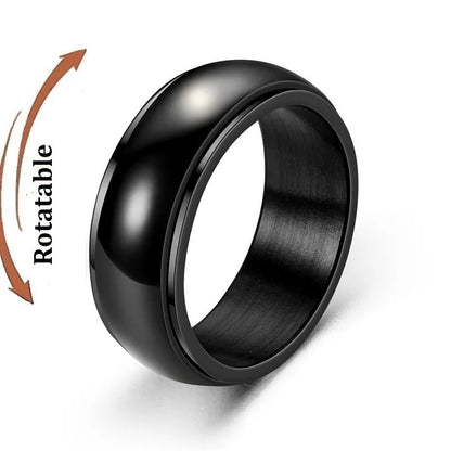 Metal Spinner Fidget Black Rock Band Rings For Men Anti Rotating Anxiety Control Relaxing Joint Ring Accessories Bague Homme