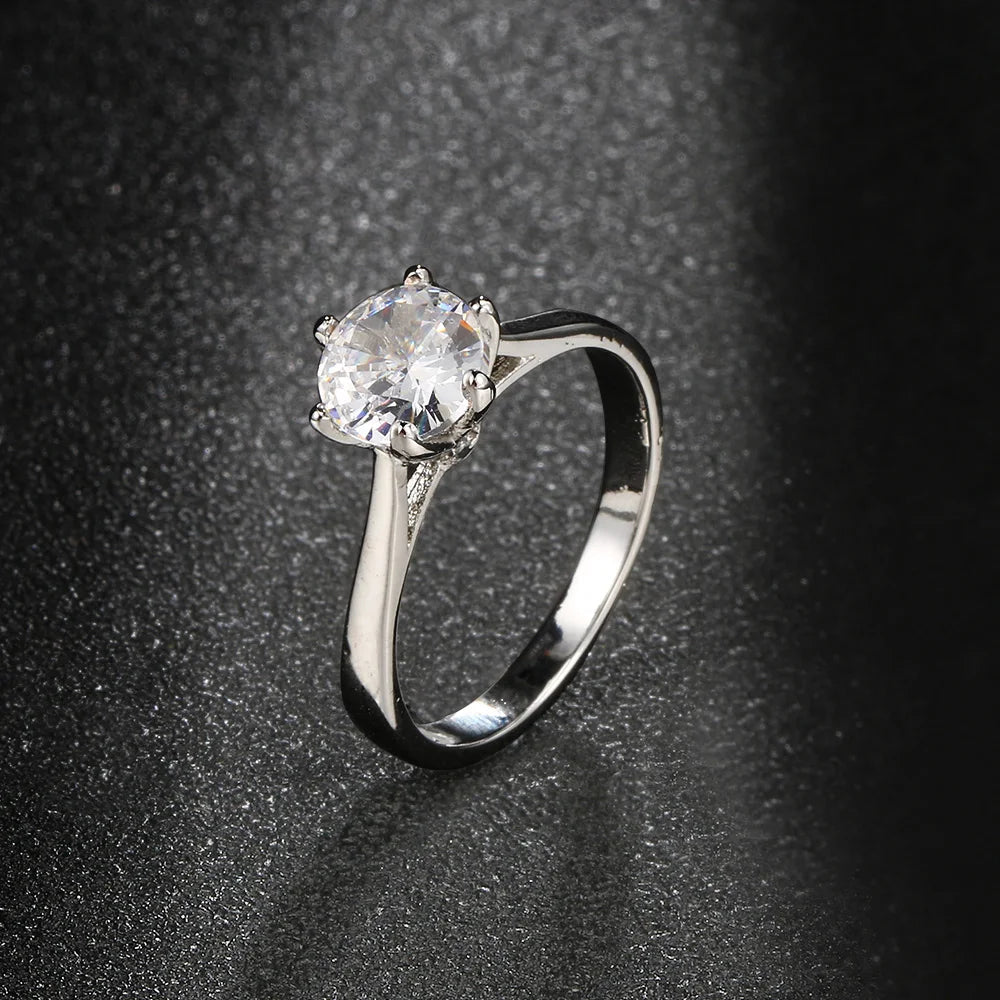 Classic Wedding Rings For Women Forever Simple Six Claws Zirconia Fashion Solitaire Engagement Marriage Gift Ring Jewelry KCR033