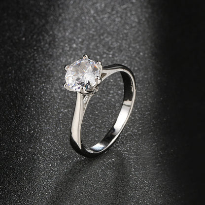 Classic Wedding Rings For Women Forever Simple Six Claws Zirconia Fashion Solitaire Engagement Marriage Gift Ring Jewelry KCR033