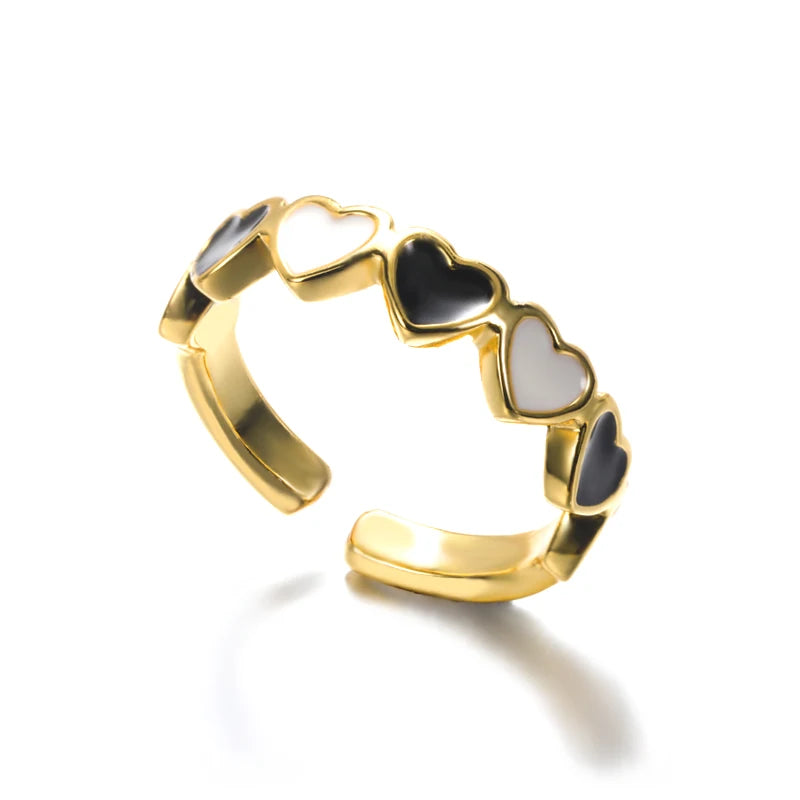 Sweet Heart Zirconia Rings for Women Stainless Steel Gold-Plated Layered Design Everyday Wear Valentine's Day Party Jewelry Gift