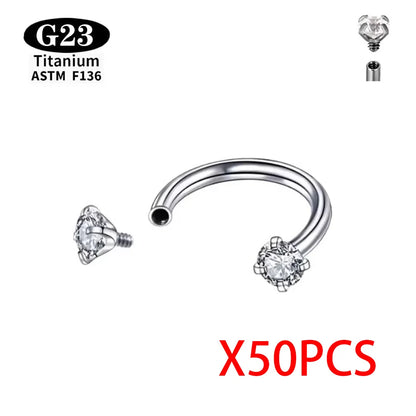 ASTM F136 Grade G23Titanium Wholesale Piercing Set lip Nose Stud Earring Eyebrow 16G Internally Threaded Septum Helix Cartilage