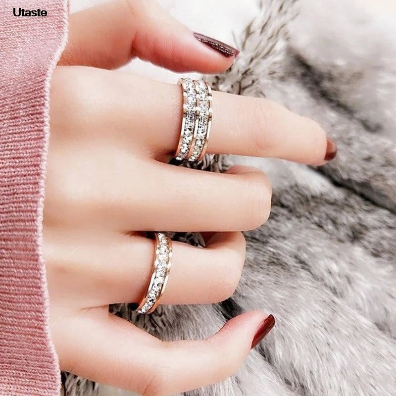 New Minimalist Thin Rings for Women Wedding Brilliant Cubic Zircon High Quality Versatile Female Finger Ring Jewelry