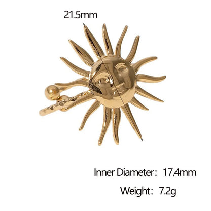 Bohemian Stainless Steel Ring Woman Vintage Jewelry Starfish Heart-Shaped Geometry Adjustable Open Rings Prom Accessories Gift