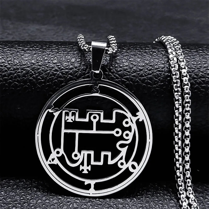 Stainless Steel Demon Seal Necklace Men/Women Silver Color Satan LILITH Necklaces & Pendants Jewery colares feminino N1331S03