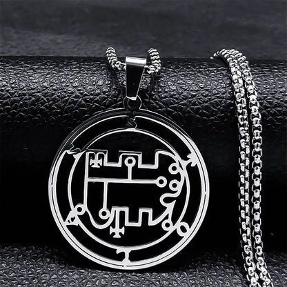 Stainless Steel Demon Seal Necklace Men/Women Silver Color Satan LILITH Necklaces & Pendants Jewery colares feminino N1331S03