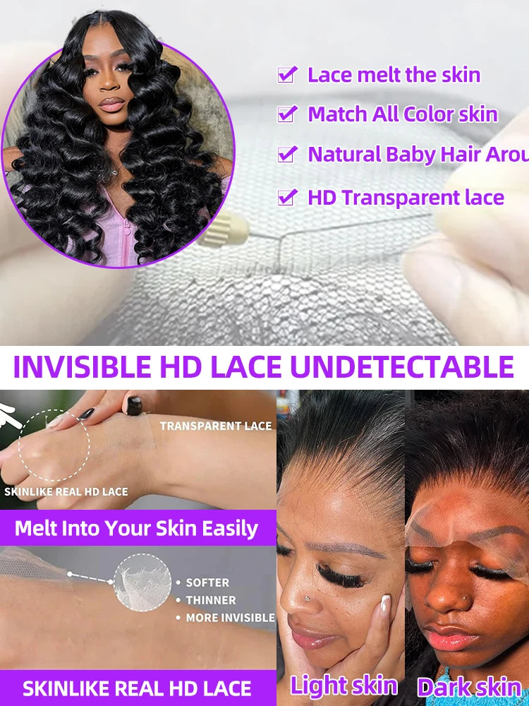 Loose Deep Wave Curly HD Lace Frontal Wig – 13x4 & 13x6, 250% Density 30–40 Inch