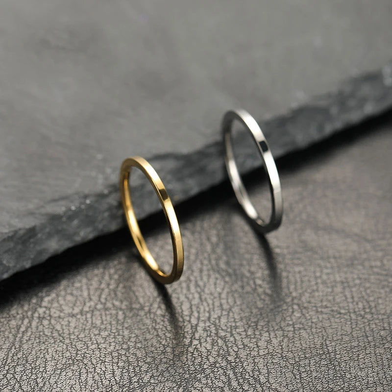 2mm Super Fine Stainless Steel Rings Fashion Flat Inside Spherical Titanium Ring Jewelry Accessories