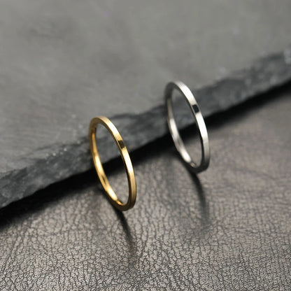 2mm Super Fine Stainless Steel Rings Fashion Flat Inside Spherical Titanium Ring Jewelry Accessories