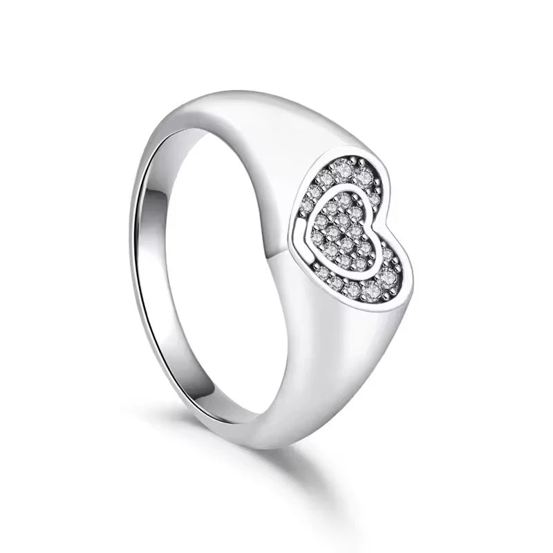 925 Sterling Silver  Crown Heart Flower Zircon Rings For Women Love Promise Engagement Band Fashion Ring Set