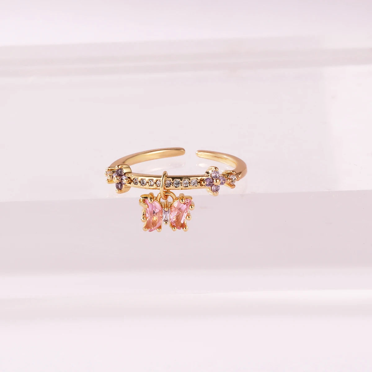 100 styles 14K Gold Plated Color Zircon Flower Crown Bow Open Ring Women Adjustable Stackable Finger Rings Wedding Jewelry Gift