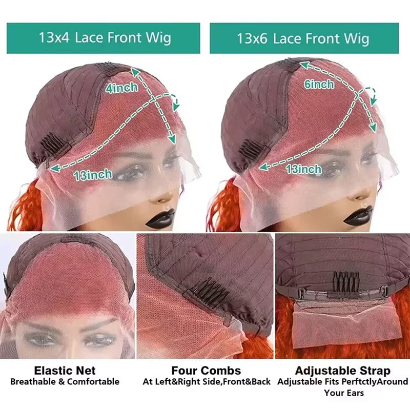 Ginger Orange #350 Body Wave 13x6 HD Lace Front Wig – 250% Density Pre-Plucked