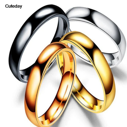 Simple 6/4mm Titanium Ring Women Men Prevent Allergy High Polished Wedding Rings Stainless Steel Couple Finger Jewelry Gifts