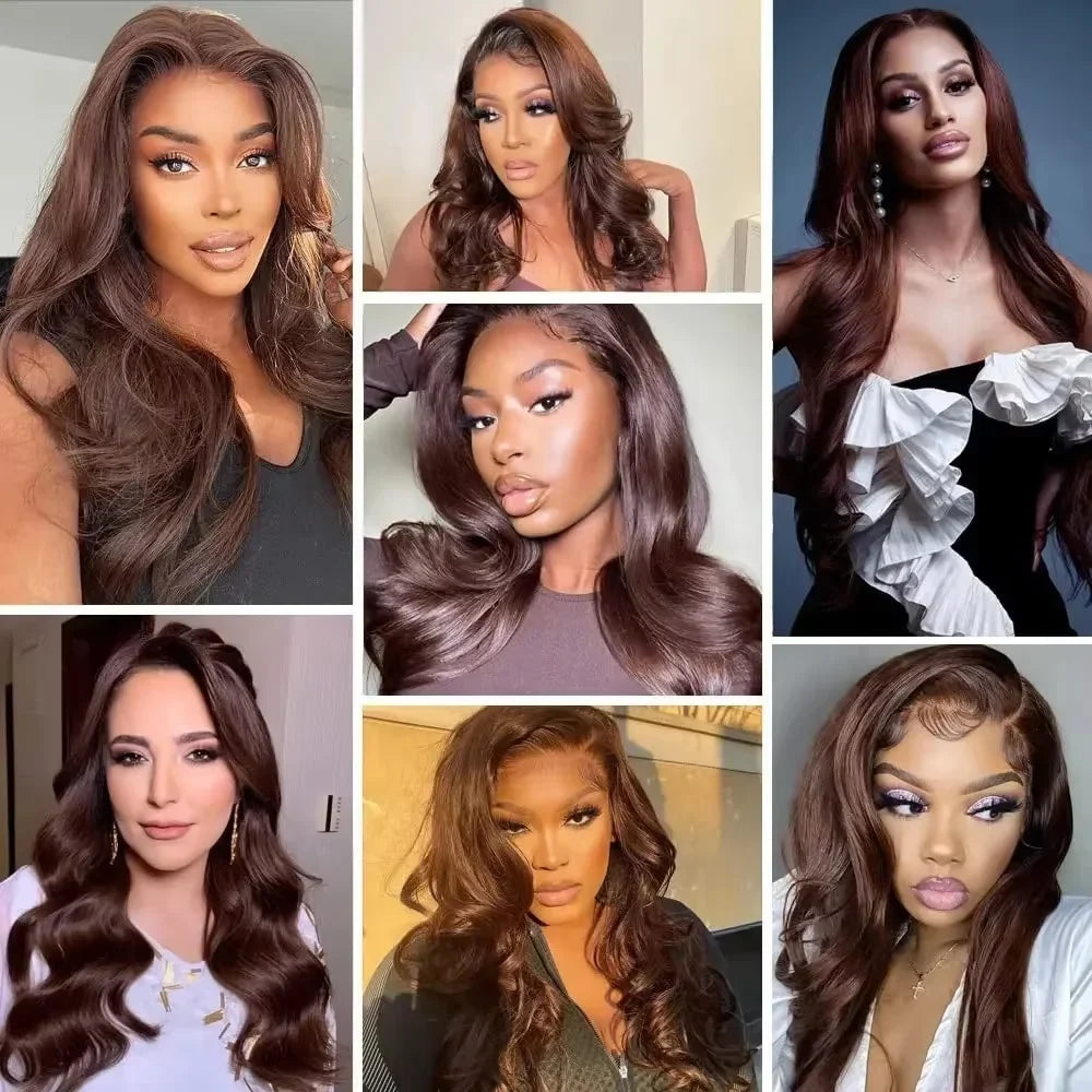 Chocolate Brown #4 Body Wave 13x6 HD Lace Front Wig – 46 Inch Skin-Melt, 200% Density