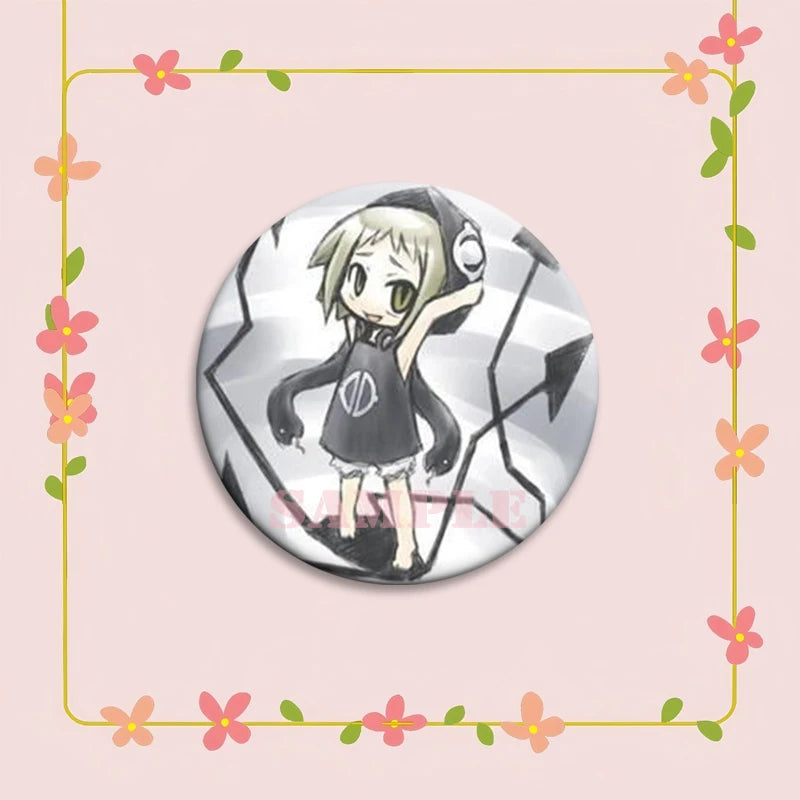 Anime Soul Eater Pins Round Creative Cartoon Badges Handmade Tinplate Brooches for Backpack Accessorys Exquisite Gifts