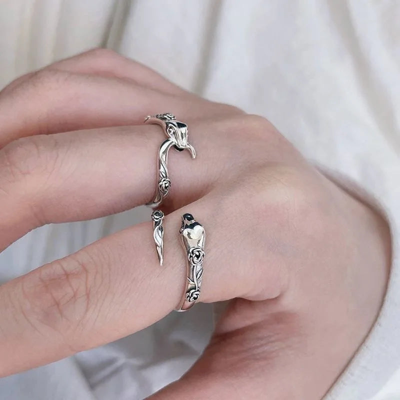 2pcs/set Trendy Snake Ring Adjustable Animal Rings Reptile for Men Women Fashion Punk Boy Girl Birthday Jewelry Gifts