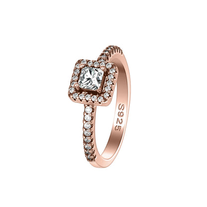 Rose Gold Clor Flower Heart Pink Ring New Hot Selling  Rings Suitable For  Matching DIY Birthday Gift 925 Silver