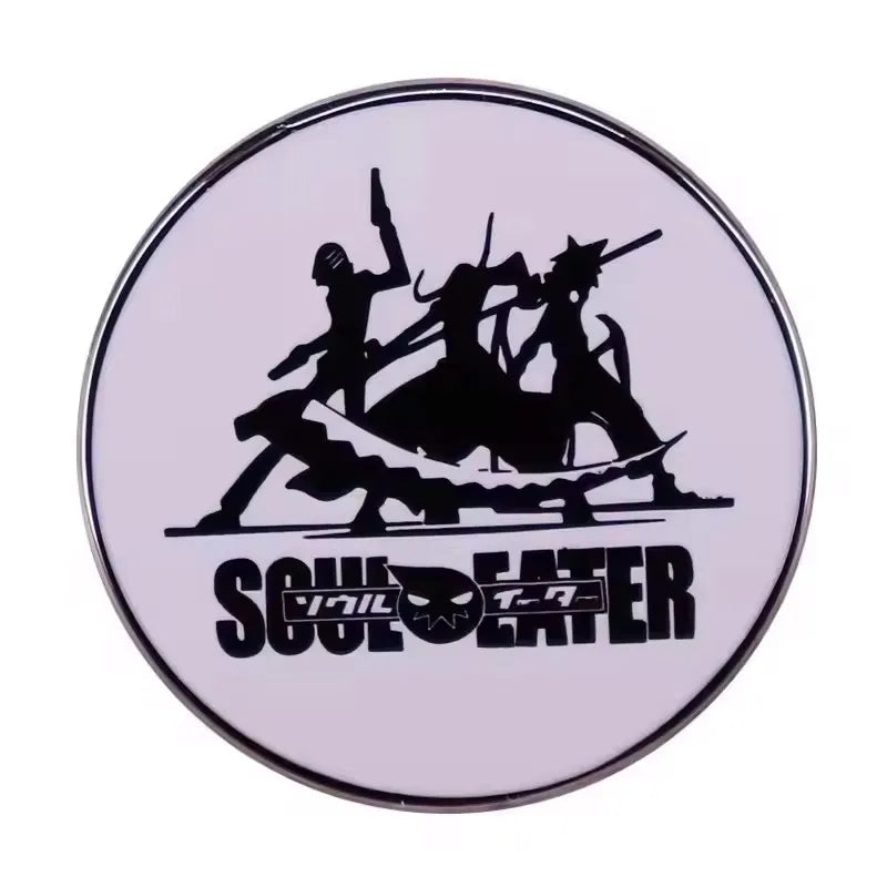 Soul-Eater-Enamel Pins Anime Maka Albarn Death the Kid Soul Evans Brooches Sun Moon Chain Badges for Backpack Lapel Jewelry