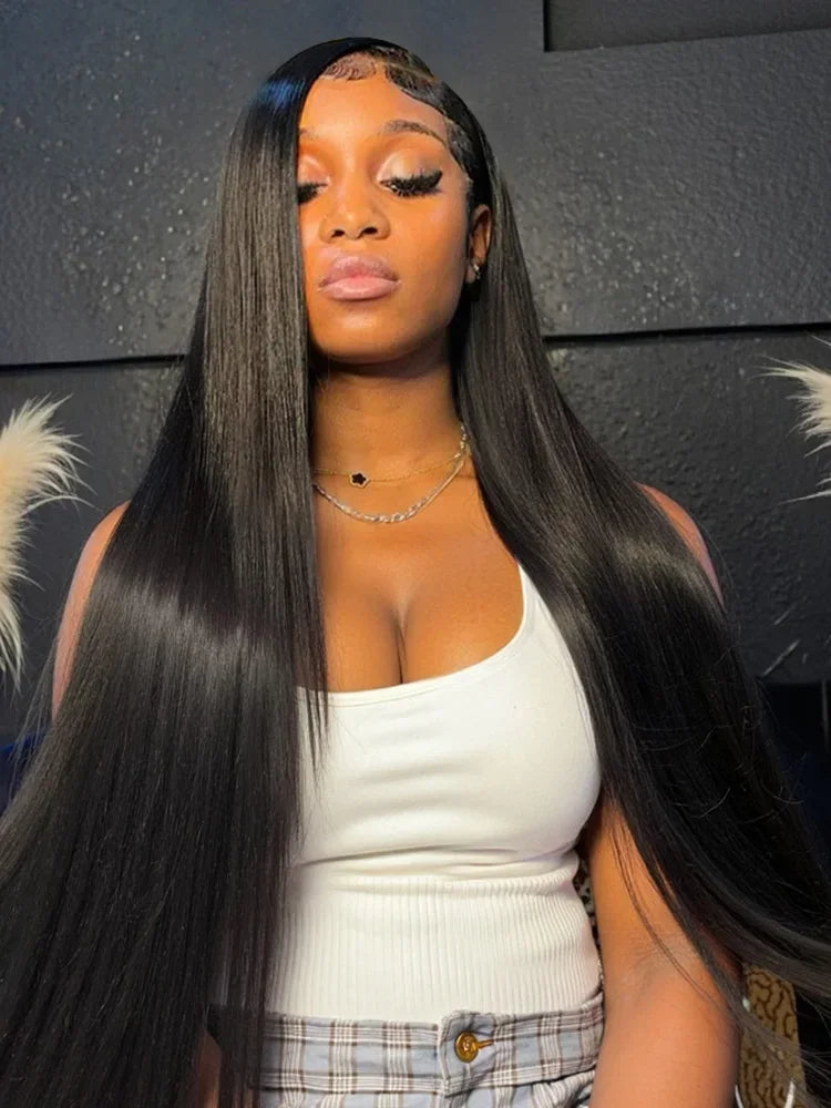 Natural Black Straight HD Lace Front Wig – 13x4, 13x6 & 5x5 Glueless, 250%