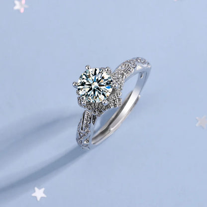 925 Sterling Silver Zircon Adjustable Engagement Rings For Women Wedding Elegant Jewelry Ladies Accessories Gifts R39011