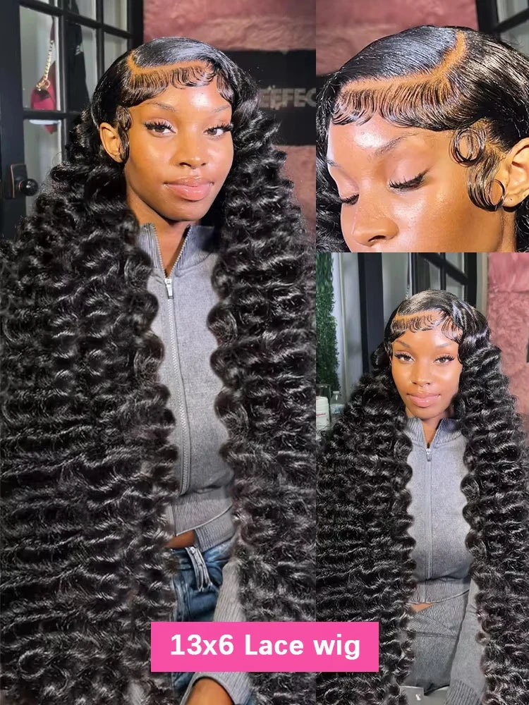 Loose Deep Wave Curly HD Lace Frontal Wig – 13x4 & 13x6, 250% Density 30–40 Inch