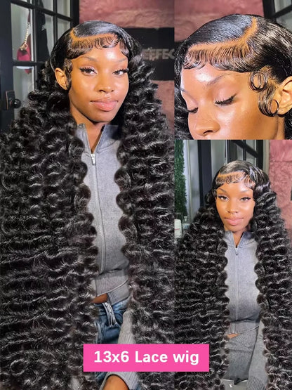 Loose Deep Wave Curly HD Lace Frontal Wig – 13x4 & 13x6, 250% Density 30–40 Inch