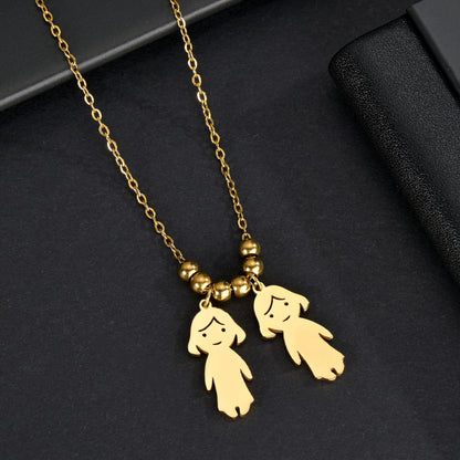 Akizoom 45cm Baby Boy Girl Kids Pendant Necklace Golden Color Stainless Steel Jewelry Chain Women Family Memorial Birthday Gifts
