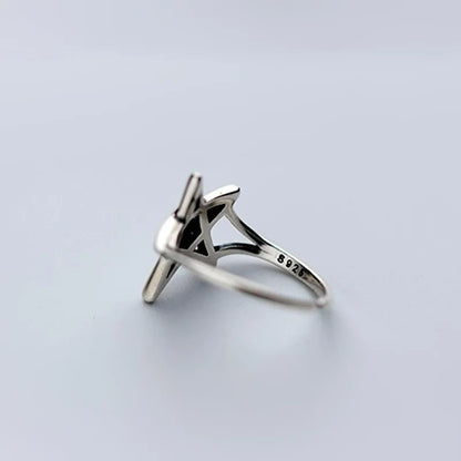 New Retro Jewelry Hollow Five-pointed Star Geometry 925 Sterling Silver Simple Women Opening Rings R311