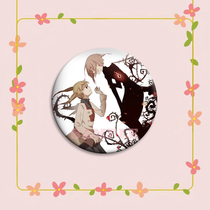 Anime Soul Eater Pins Round Creative Cartoon Badges Handmade Tinplate Brooches for Backpack Accessorys Exquisite Gifts