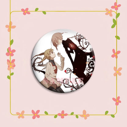 Anime Soul Eater Pins Round Creative Cartoon Badges Handmade Tinplate Brooches for Backpack Accessorys Exquisite Gifts