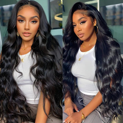Water Wave HD Lace Frontal Wig – 13x6, 13x4, 4x4, 5x5 & 360, 30–40 Inch Dark Brown Lace