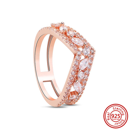 925 Sterling Silver Original Rose Gold Plated Fashion Women Ring Flower Green Zircon Design Jewelry Exquisite Wedding Gift Rings
