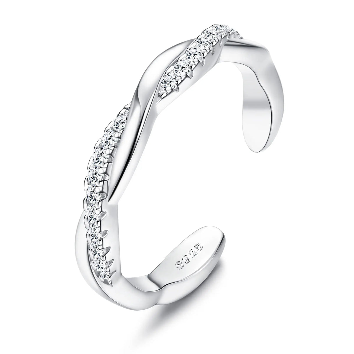 Fansilver S925 Sterling Silver Toe Rings for Women Adjustable White Gold Plated Flower Cz Snake Twist Opal Band Rings Jewelry