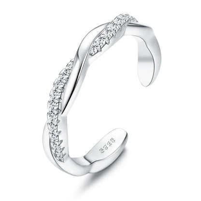 Fansilver S925 Sterling Silver Toe Rings for Women Adjustable White Gold Plated Flower Cz Snake Twist Opal Band Rings Jewelry