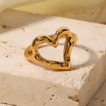 Waterproof Stainless Steel Ring for Women Non-fading Heart Ring Stylish Metal Rings Simple New Jewelry Wholesale Dropshipping
