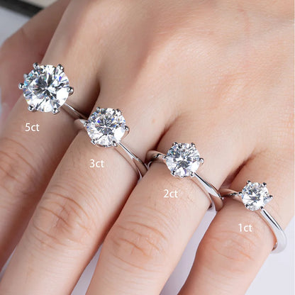 925 Sterling Silver Simple Engagement Wedding Rings for Women Fashion 1CT/2CT/ 3CT Cubic Zirconia Ring Bridal Jewelry Gift