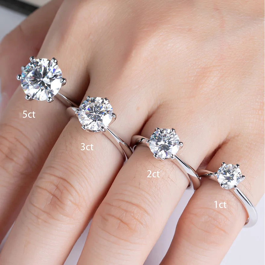 925 Sterling Silver Simple Engagement Wedding Rings for Women Fashion 1CT/2CT/ 3CT Cubic Zirconia Ring Bridal Jewelry Gift