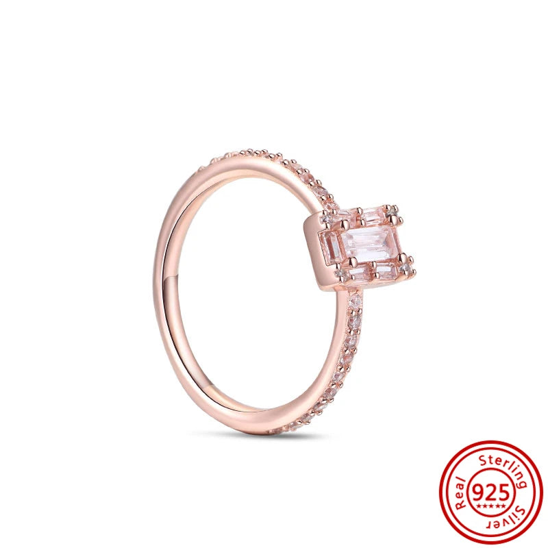 925 Sterling Silver Original Rose Gold Plated Fashion Women Ring Flower Green Zircon Design Jewelry Exquisite Wedding Gift Rings