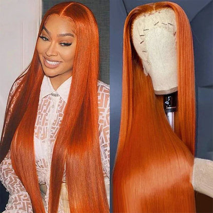 Straight Ginger Orange HD Lace Frontal Wig – #350 Long Lengths