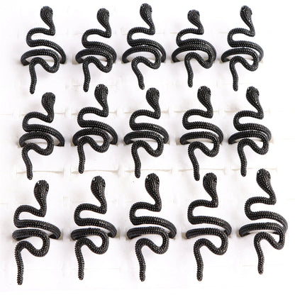10pcs/lot Men Retro Punk Snake Rings For Women Antique Siver Color Opening Adjustable Jewelry Party Gifts