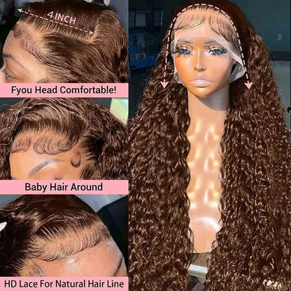 Chocolate Brown Deep Wave HD Lace Frontal Wig – #4 Vietnamese Hair, 13x6 & 13x4, 250%